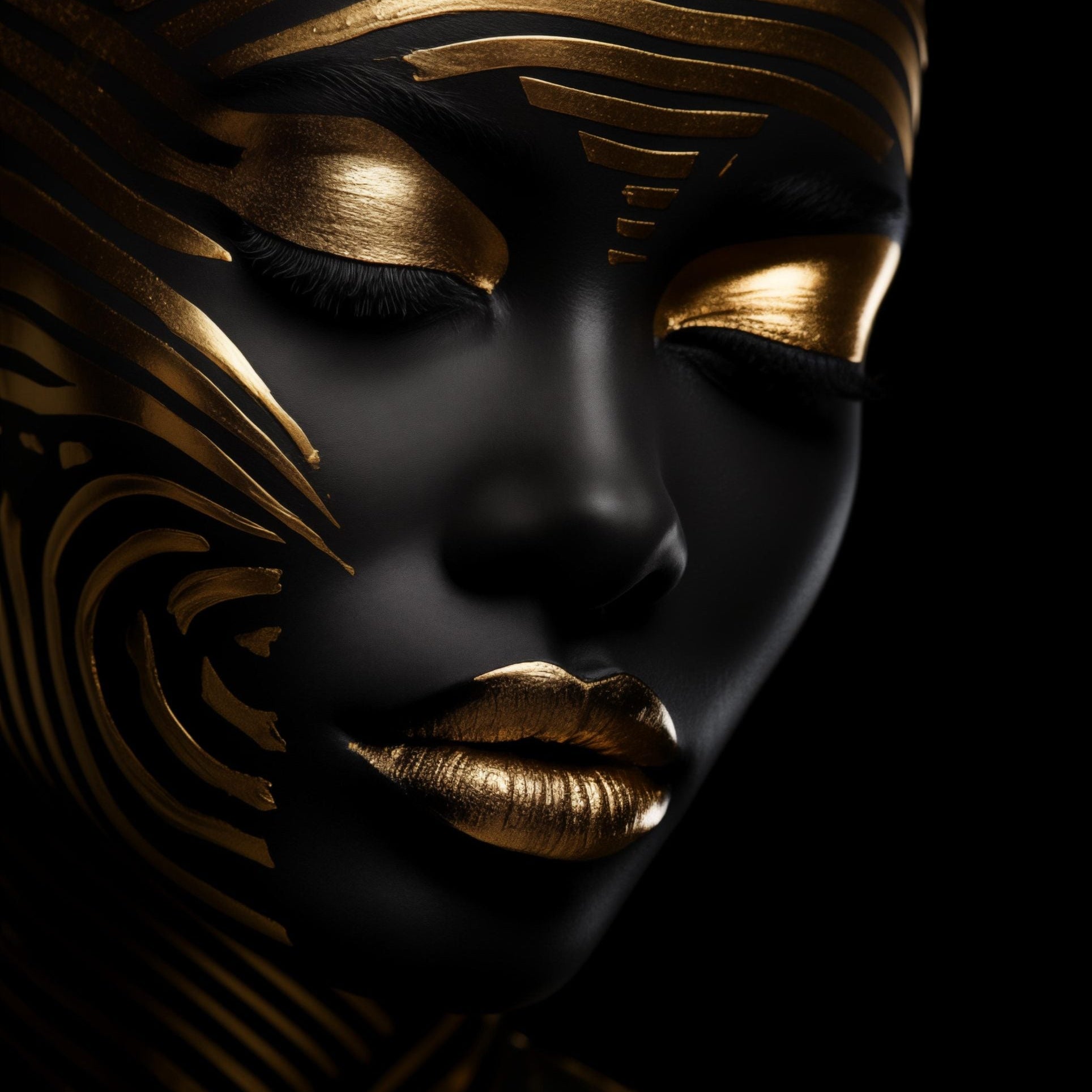 Glasschilderij - Exclusive - Staand - Vrouw met Goud Prime