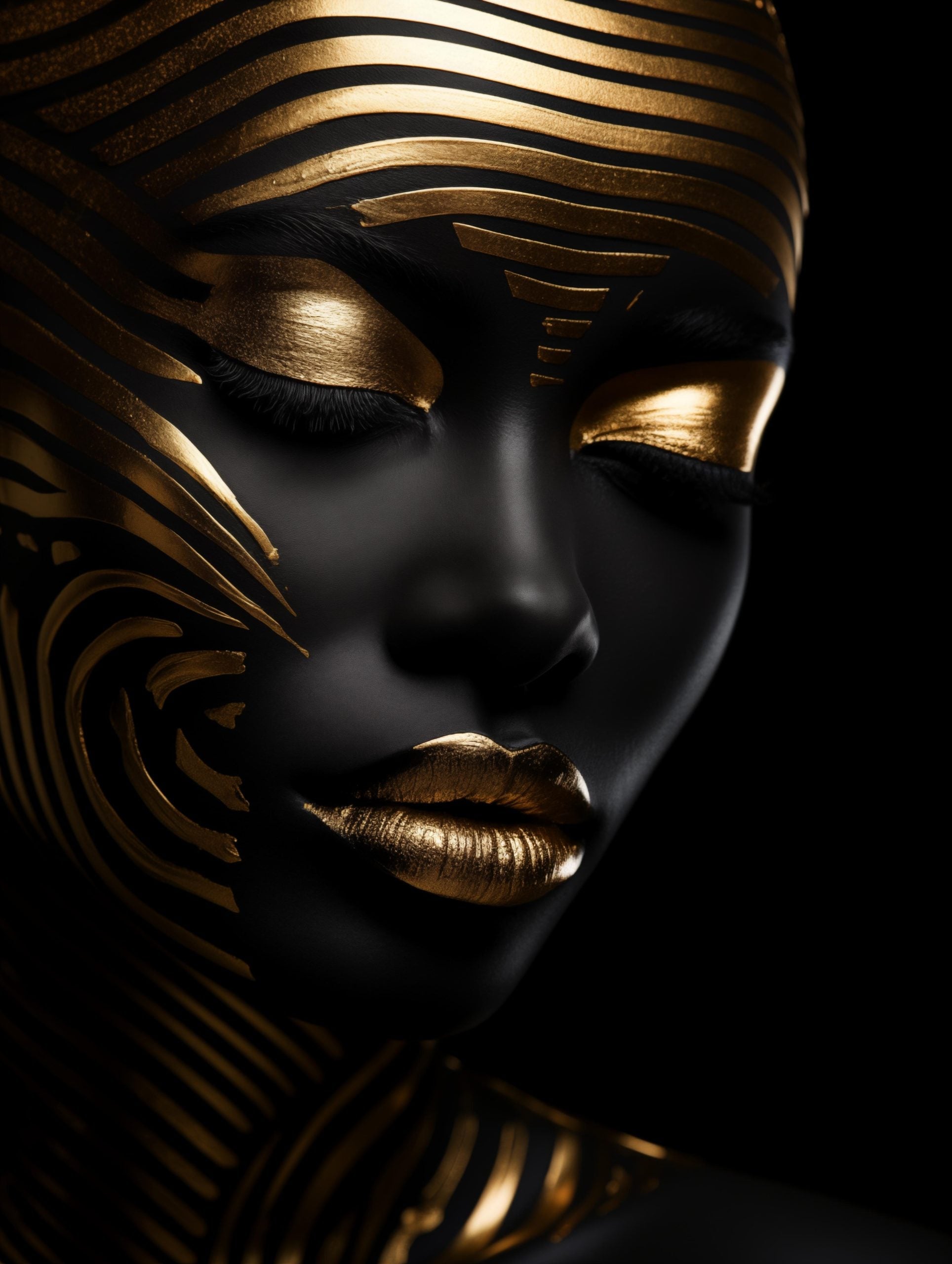 Glasschilderij - Exclusive - Staand - Vrouw met Goud Prime