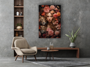 Glasschilderij - Exclusive - Staand - Vrouw met Roze Bloemen Amber