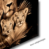 Glasschilderij - 150x100 / 120x80cm - Exclusive - Dieren - Lynn Leeuwen Familie Welpjes - 1, 2, 3, 4, 5 Welpen
