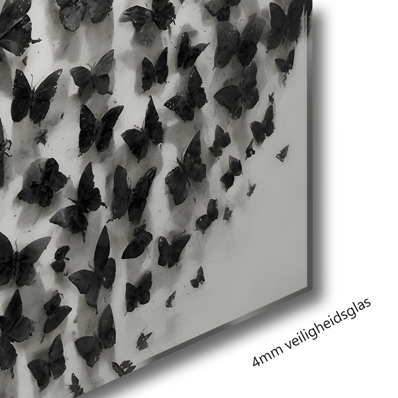 Glas schilderij hundreds of butterflies