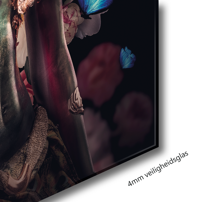 Glasschilderij - 120x80 cm - Exclusive - 3-Luik Butterfly Allison