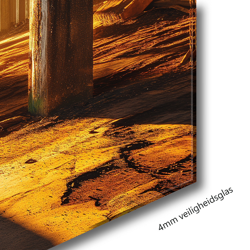 Glasschilderij - Exclusive - Liggend - Urbex Gouden Gedachte