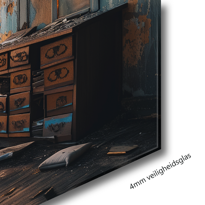 Glasschilderij - Exclusive - Liggend - Herinneringen in Beton Urbex