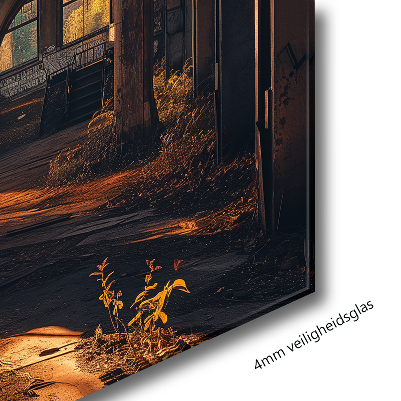 Glasschilderij - Exclusive - Liggend - Urbex Trappen Villa