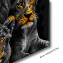 Glasschilderij - Exclusive - Liggend - Leeuwenfamilie 3 Welpjes Nora - Gouden Eeuw Serie