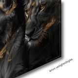 Glasschilderij - Exclusive - Liggend - Leeuwenfamilie 3 Welpjes, de Palmen - Gouden Eeuw Serie