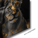 Glasschilderij - Exclusive - Liggend - Leeuwenfamilie 3 Welpjes Het Rijk - Gouden Eeuw Serie