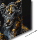 Glasschilderij - Exclusive - Liggend - Leeuwenfamilie 4 Welpen, Bosch - Gouden Eeuw Serie