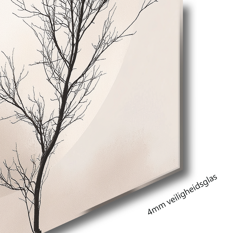 Glasschilderij - Exclusive - Liggend - Kader in Rust - (Japandi Stijl)