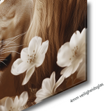 Glasschilderij - Exclusive - Liggend - Lege Nest Leeuwenfamilie 1 Welp - (Japandi Stijl)