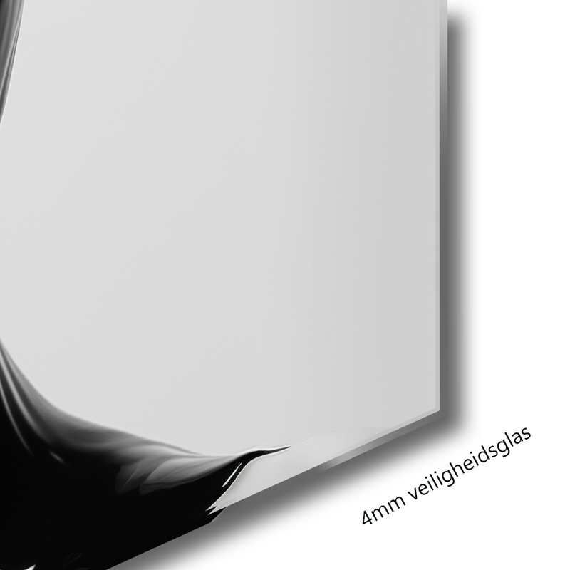 Glasschilderij - Exclusive - Liggend - Vrouw met Zwart Abstract