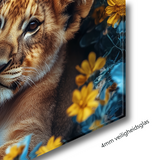 Glasschilderij - Exclusive - Liggend - De Veldwachter Leeuwenfamilie 2 Welpen