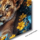 Glasschilderij - Exclusive - Liggend - De Veldwachter Leeuwenfamilie 2 Welpen