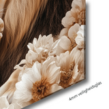 Glasschilderij - Exclusive - Liggend - Wabi Sabi Leeuwenfamilie 3 Welpjes - (Japandi Stijl)