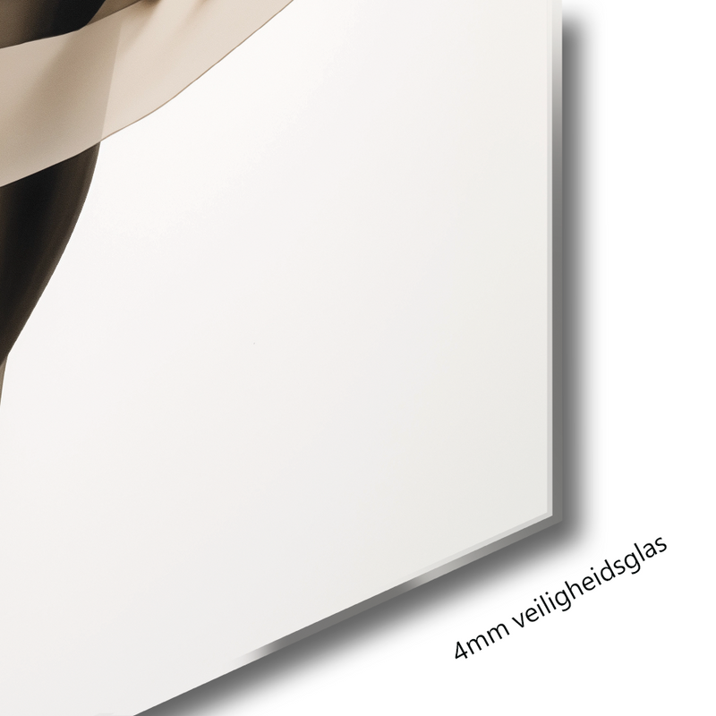 Glasschilderij - Exclusive - Liggend - Abstract Minimal Cremé