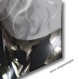 Glasschilderij - Exclusive - Liggend - Vrouw Zilver Finn