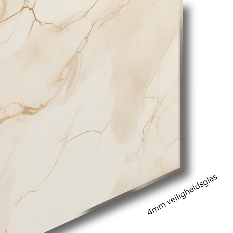 Glasschilderij - Exclusive - Liggend - Marmer Beige Natuur