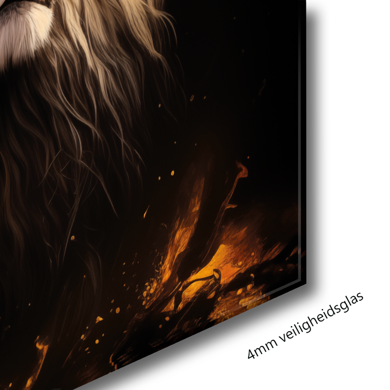 Glasschilderij - Exclusive - Liggend - Leeuwenfamilie 2 Welpen Noa