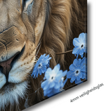 Glasschilderij - Exclusive - Liggend - Safari Bloesem Leeuwenliefde