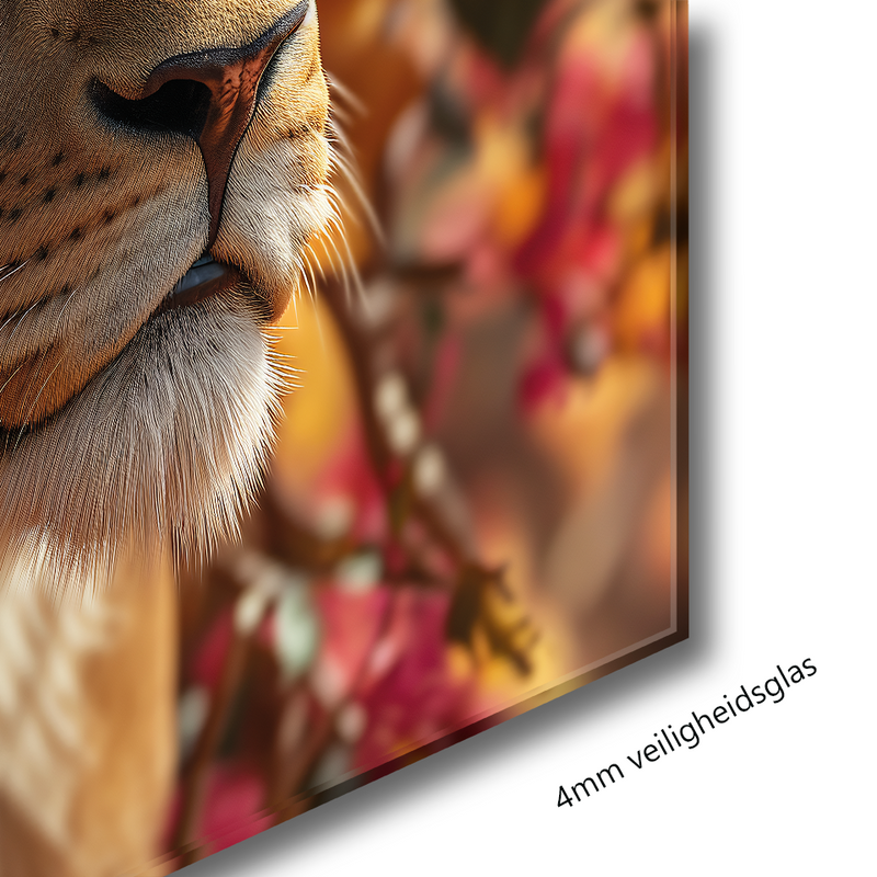 Glasschilderij - Exclusive - Liggend - Leeuwenliefde Fluisteraar