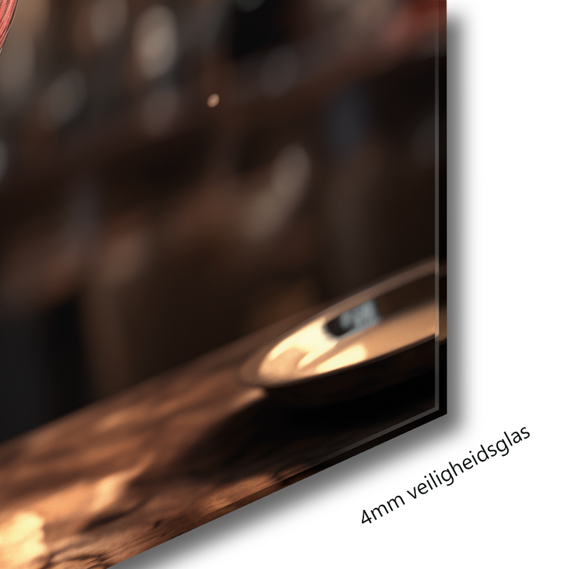 Glasschilderij - Exclusive - Liggend - Glas Rode Wijn Chique