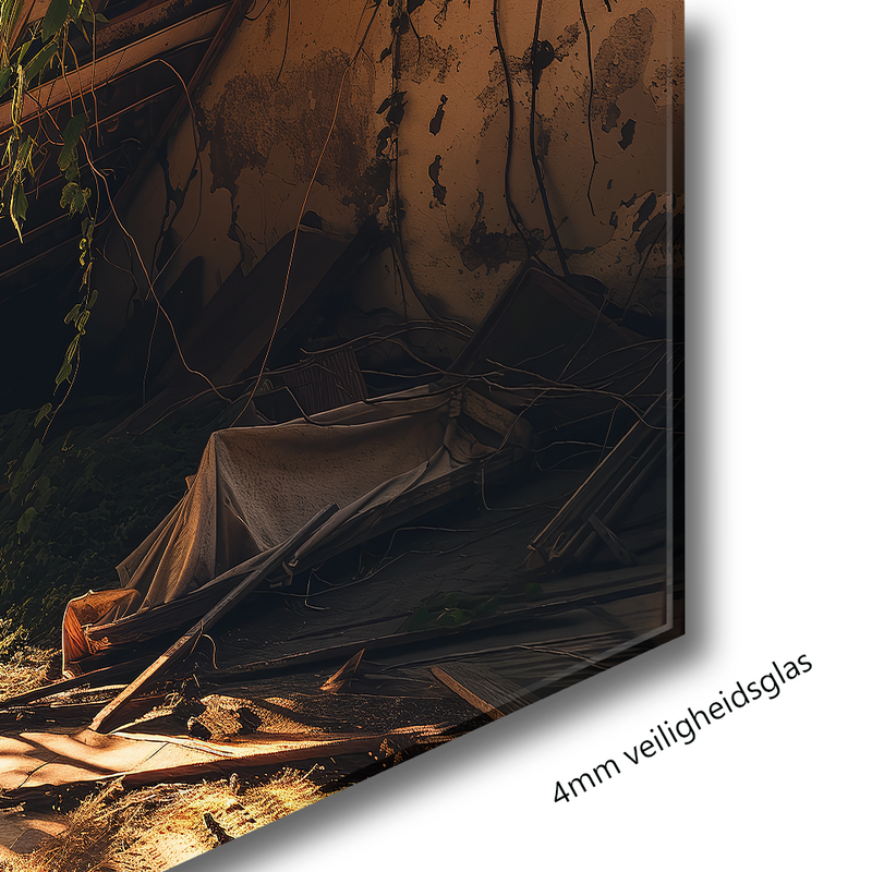 Glasschilderij - Exclusive - Liggend - Fluisterstad Urbex