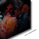 Glasschilderij - Exclusive - Staand - Panter met Bloemen Mila