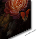 Glasschilderij - Exclusive - Staand - Neushoorn met Bloemen