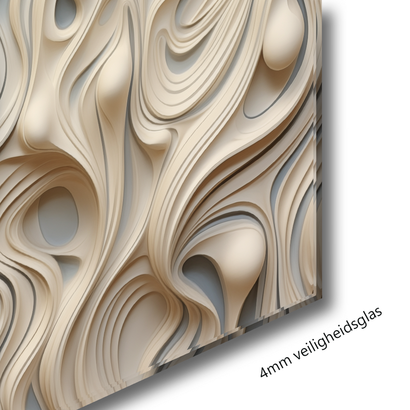 Glasschilderij - Exclusive - Staand - Abstract Taupe Maria