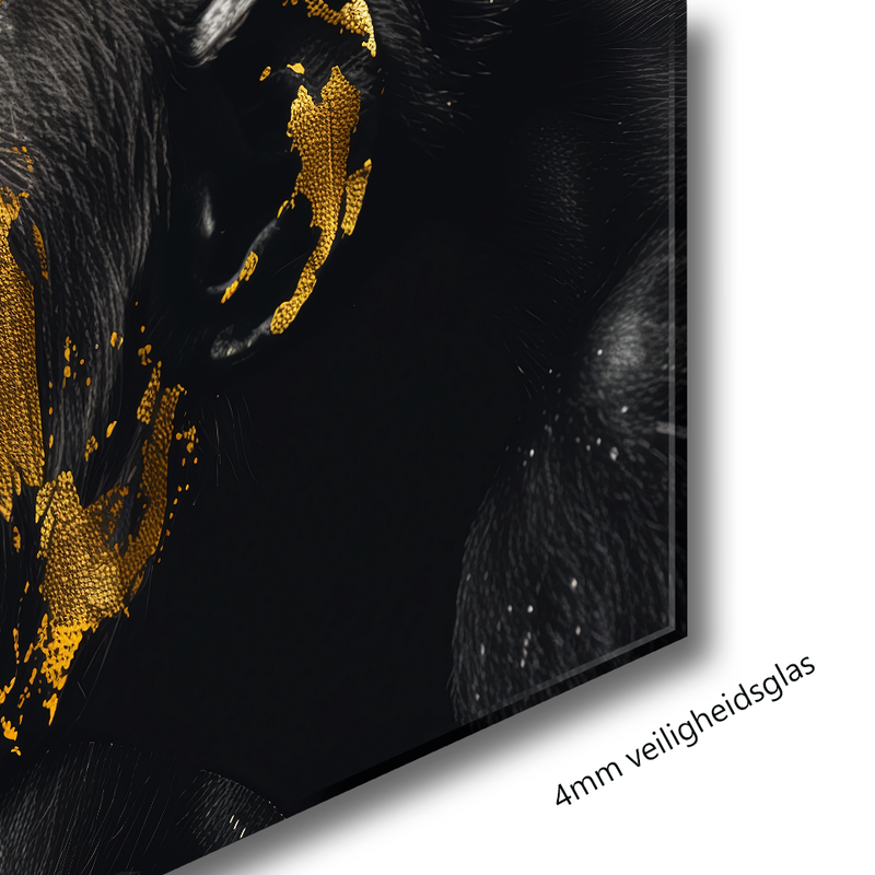 Glasschilderij - Exclusive - Staand - Apenfamilie 2 Baby Apen - Gouden Eeuw Serie