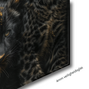 Glasschilderij - Exclusive - Staand - Panterfamilie 3 Welpen, Waakzaam - Gouden Eeuw Serie