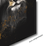 Glasschilderij - Exclusive - Staand - Leeuwenfamilie 2 Welpjes, het Zand - Gouden Eeuw Serie