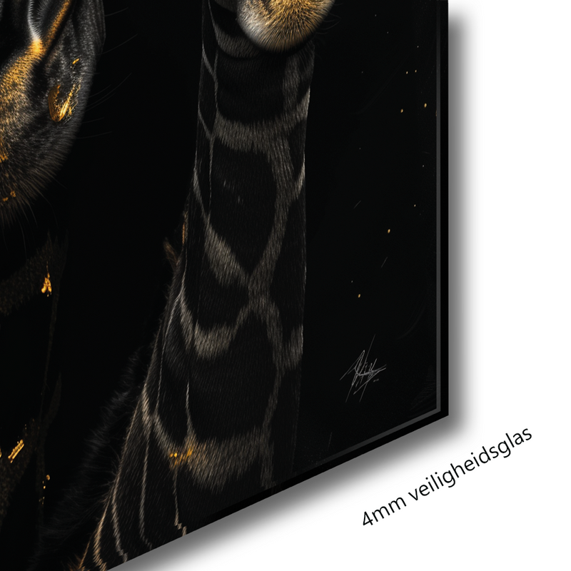 Glasschilderij - Exclusive - Staand - Giraffenfamilie, de Safari - Gouden Eeuw Serie