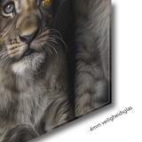 Glasschilderij - Exclusive - Staand - Leeuwenfamilie 3 Welpjes, van Rust - Gouden Eeuw Serie