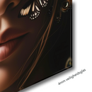 Glasschilderij - Exclusive - Staand - Vrouw met Vlinders Grasland