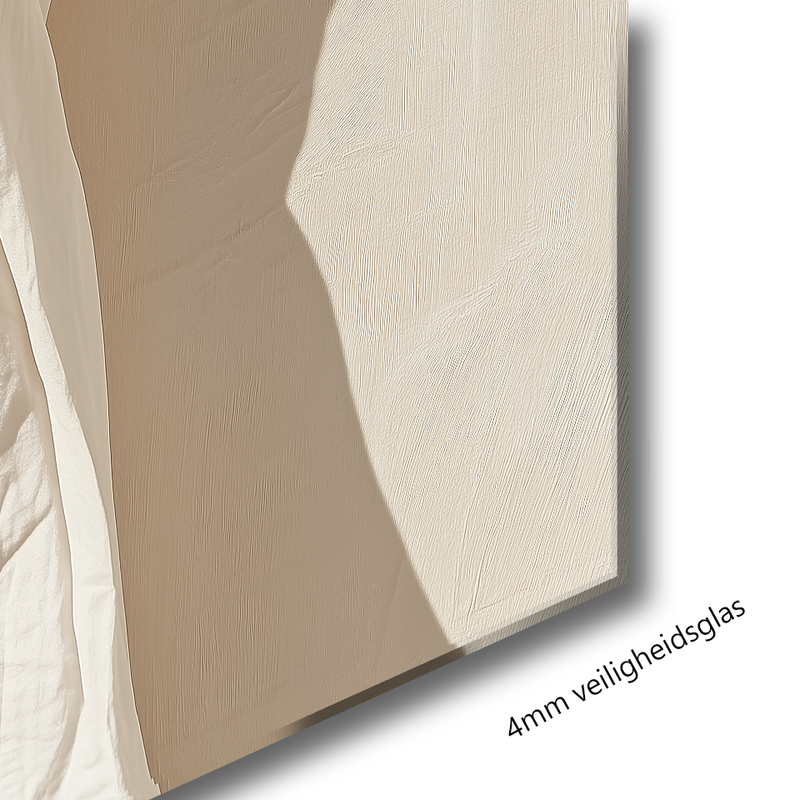 Glasschilderij - Exclusive - Staand - Wit op Wit (Japandi Stijl)