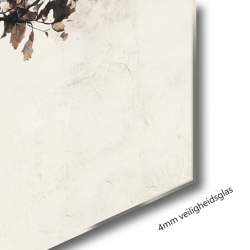 Glasschilderij - Exclusive - Staand - Abstracte Natuur (Japandi Stijl)