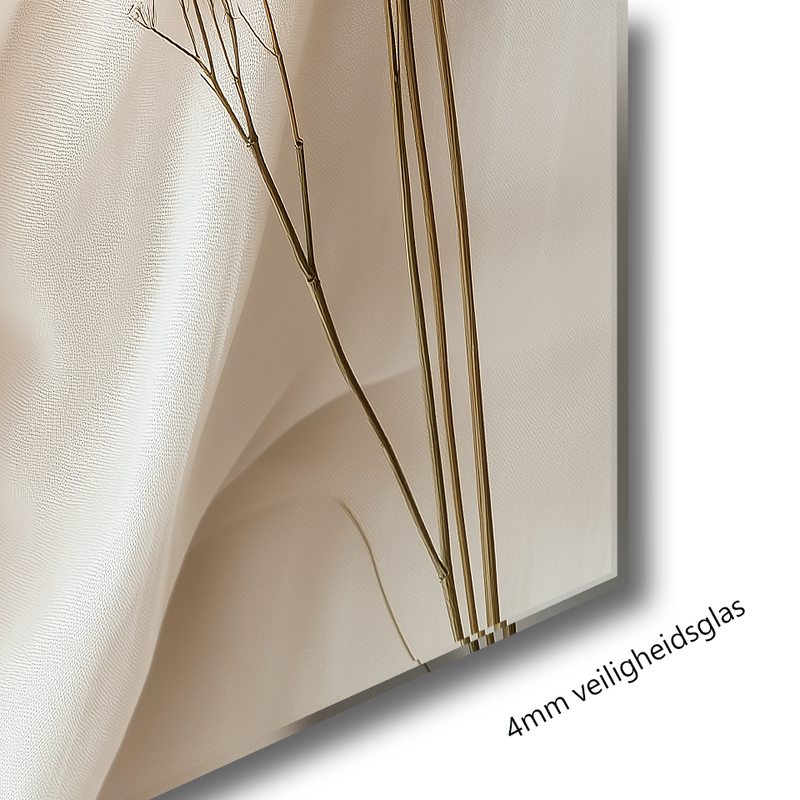 Glasschilderij - Exclusive - Staand - Rust in Beige - (Japandi Stijl)