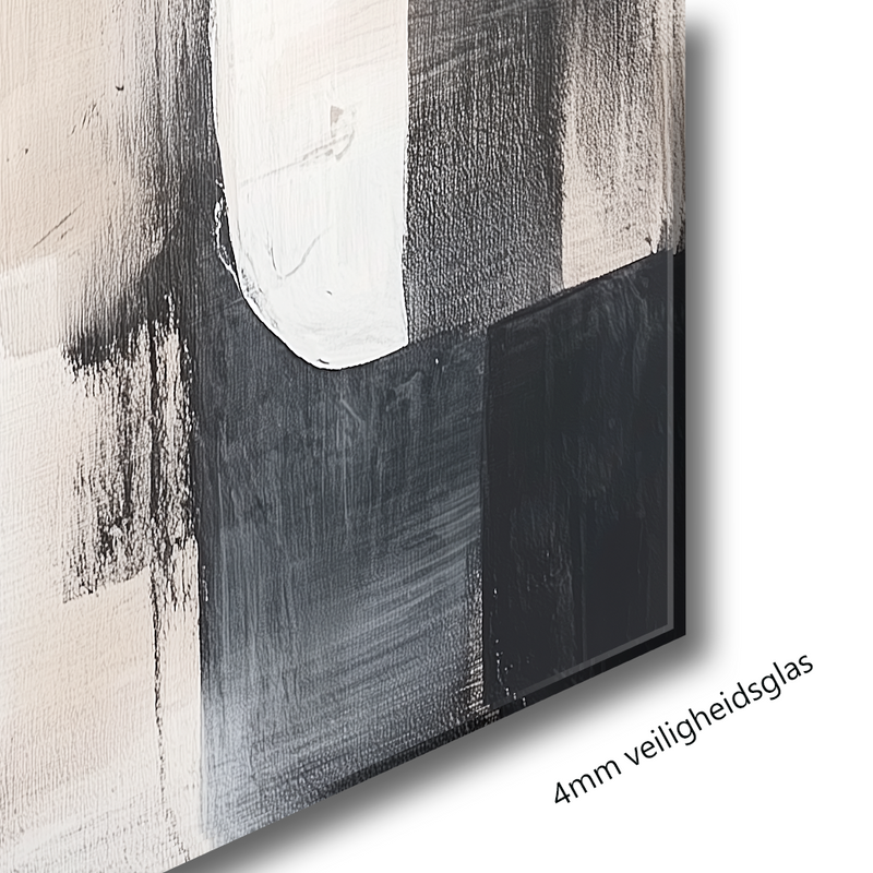 Glasschilderij - Exclusive - Staand - Wit tegen Donker - (Japandi Stijl)