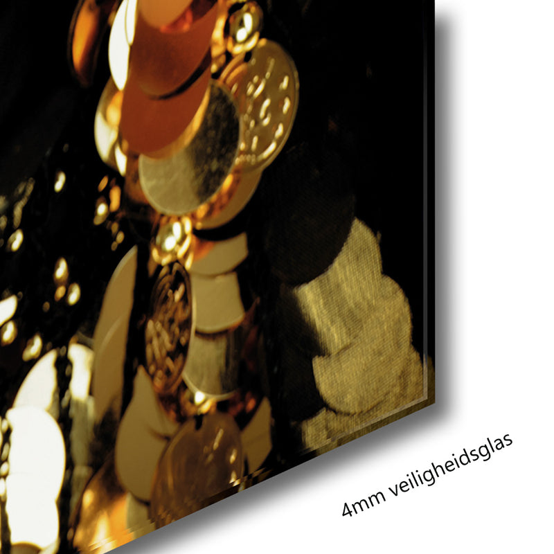 Glasschilderij - 80x120cm - Model - Arabian Princess Gold Art