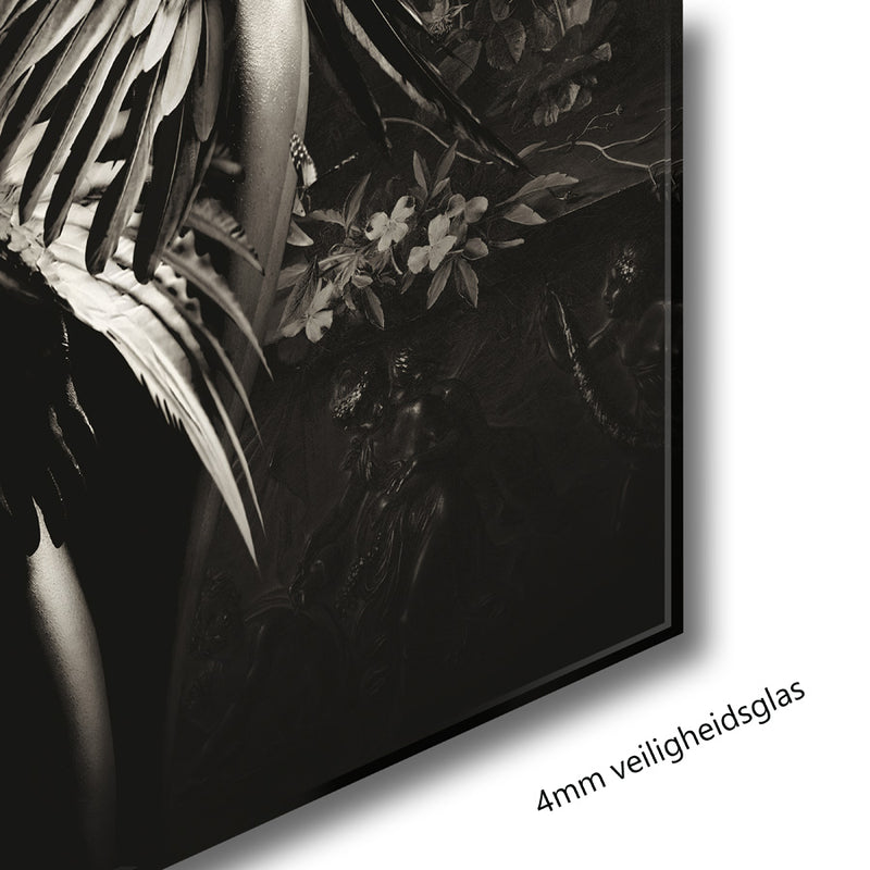 Glasschilderij - 100x150 / 80x120cm - Exclusive - Model - Elizabeth Fly - Vrouw met Vleugels