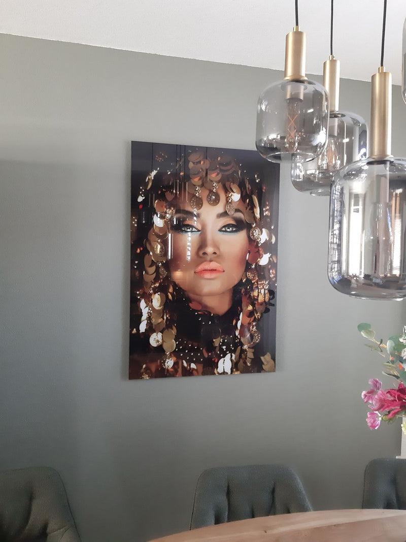 Glasschilderij - 80x120cm - Model - Arabian Princess Gold Art