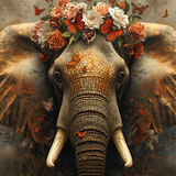 Glas schilderij mixed elephant