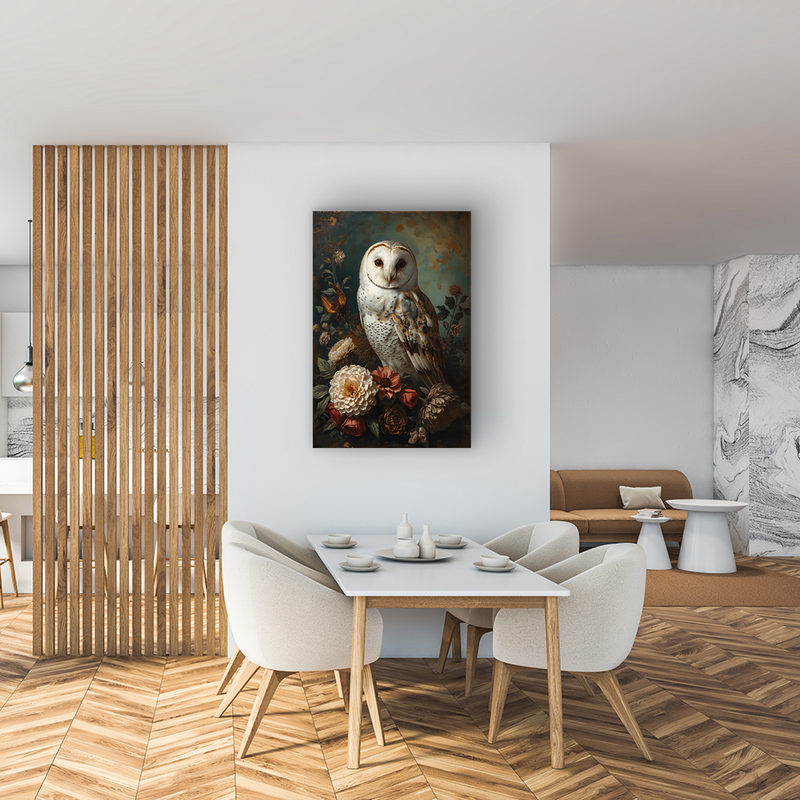 Glas schilderij oil painting owl