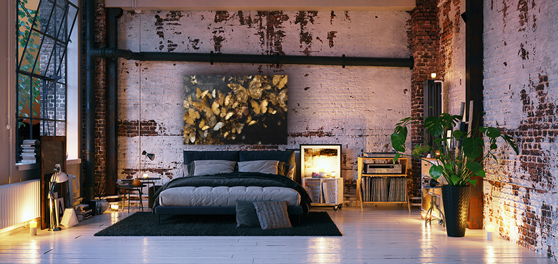 Glas schilderij composition of butterflies