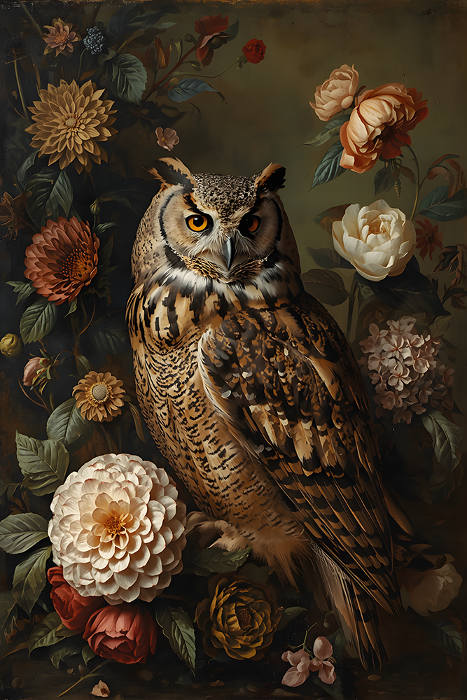 Glas schilderij regal owl