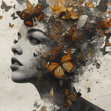 Glas schilderij mixed media portrait