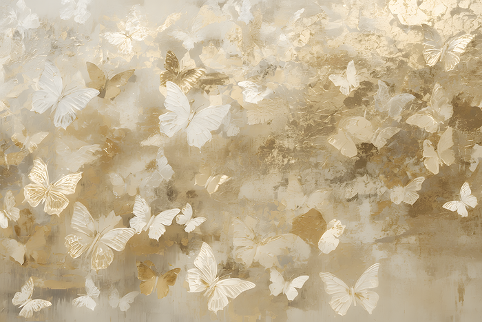 Glas schilderij butterflies gold