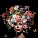 Glasschilderij - 80x80 / 120x80 / 150x100cm - Model - Cinderella with Flowers